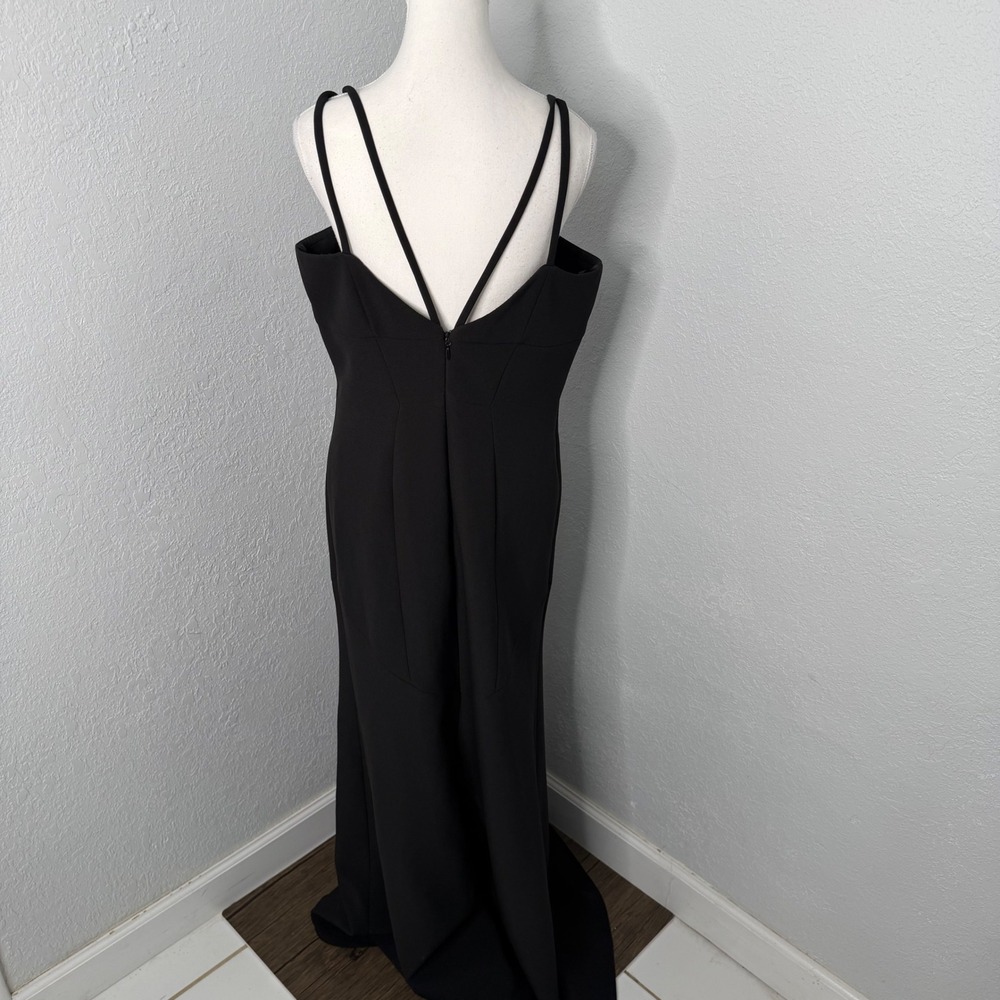 BCBGMAXAZRIA Womens Black Strappy Back Architectural Gown Dress Size 12 - Picture 6 of 9